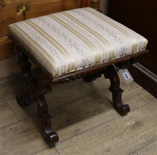 An upholstered X frame stool W.41cm